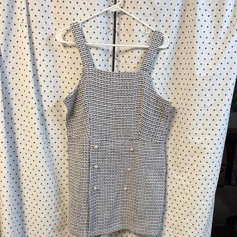 Chic Black and White Tweed Romper